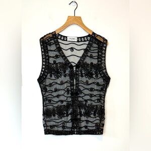 Valenti sheer embroidered vest , sz : medium